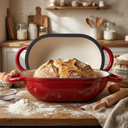 Hawsaiy 2 QT Oval Dutch Oven for Bread Baking, Enameled Cast Iron Bread Pot with Lid & Heat-Resistant Oven Mitts