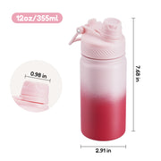 Hawsaiy 12oz Insulated Kids Water Bottle with Double Drinking Lids, Stainless Steel Water Bottle for School & Outdoor