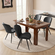 Hawsaiy Extendable Dining Table Set for 4, Shell Back Upholstered Dining Chairs, Farmhouse Kitchen Dining Room Set, Hidden Leaf Dining Table Seats 6-8