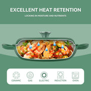 Hawsaiy 3 Quart Enameled Shallow Cast Iron Dutch Oven with Lid, Dual Handles Dutch Pots for Cooking, Stewing, Heavy-Duty & Nonstick, Oven Safe up to 500° F, Works on All Stovetops