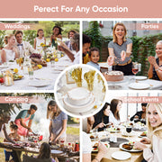Hawsaiy 350 Pieces Silver Disposable Plastic Plates for 50 Guests