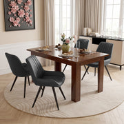 Hawsaiy Extendable Dining Table Set for 6, Upholstered Dining Chairs, Farmhouse Kitchen Dining Room Set, Hidden Leaf Dining Table Seats 6-8