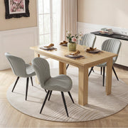 Hawsaiy Extendable Dining Table Set for 4, Shell Back Upholstered Dining Chairs, Farmhouse Kitchen Dining Room Set, Hidden Leaf Dining Table Seats 6-8