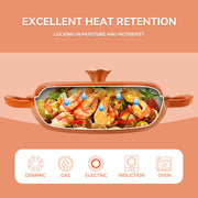 Hawsaiy 3 Quart Enameled Shallow Cast Iron Dutch Oven with Lid, Dual Handles Dutch Pots for Cooking, Stewing, Heavy-Duty & Nonstick, Oven Safe up to 500° F, Works on All Stovetops