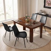 Hawsaiy Extendable Dining Table Set for 4, PU Leather Dining Chairs, Farmhouse Kitchen Dining Room Set, Hidden Leaf Dining Table Seats 6-8