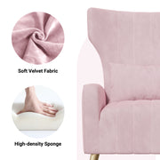 Nalupatio Velvet Fabric Upholstered Reading Comfy Mid Century Modern Armchair with Metal Legs and Spring Support, Accent Chair for Living Room,Beige