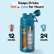 Hawsaiy 12oz Insulated Kids Water Bottle with Double Drinking Lids, Stainless Steel Water Bottle for School & Outdoor