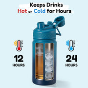 Hawsaiy 12oz Insulated Kids Water Bottle with Double Drinking Lids, Stainless Steel Water Bottle for School & Outdoor