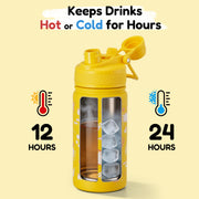 Hawsaiy 12oz Insulated Kids Water Bottle with Double Drinking Lids, Stainless Steel Water Bottle for School & Outdoor