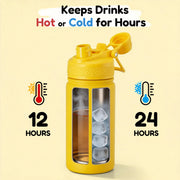 Hawsaiy 12oz Insulated Kids Water Bottle with Double Drinking Lids, Stainless Steel Water Bottle for School & Outdoor