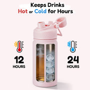 Hawsaiy 12oz Insulated Kids Water Bottle with Double Drinking Lids, Stainless Steel Water Bottle for School & Outdoor