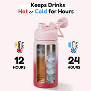 Hawsaiy 12oz Insulated Kids Water Bottle with Double Drinking Lids, Stainless Steel Water Bottle for School & Outdoor