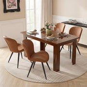 Hawsaiy Extendable Dining Table Set for 4, Shell Back Upholstered Dining Chairs, Farmhouse Kitchen Dining Room Set, Hidden Leaf Dining Table Seats 6-8