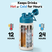 Hawsaiy 12oz Insulated Kids Water Bottle with Double Drinking Lids, Stainless Steel Water Bottle for School & Outdoor