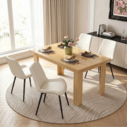 Hawsaiy Extendable Dining Table Set for 4, PU Leather Dining Chairs, Farmhouse Kitchen Dining Room Set, Hidden Leaf Dining Table Seats 6-8