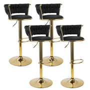Hawsaiy Modern Velvet Bar Stool Set of 2/4 with Woven Back and Footrest for Kitchen, Bar, and Dining Spaces