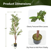 Nalupatio Artificial Olive Tree with Natural Wood Trunk, Realistic Leaves & Fruits for Modern Home Office Living Room Decor