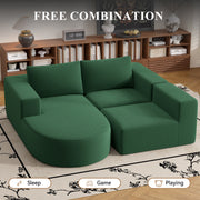 Luxanimarion Modular Sectional Sofa with L-Shape Chaise,Cloud Sectional Modern Sleeper Couch with Deep Seat,Sponge Compression Sofas No Assembly Required (Beige-Corduroy Fabric)