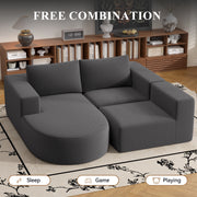 Luxanimarion Modular Sectional Sofa with L-Shape Chaise,Cloud Sectional Modern Sleeper Couch with Deep Seat,Sponge Compression Sofas No Assembly Required (Beige-Corduroy Fabric)