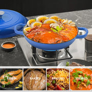 Kerilyn 3 Quart Enameled Shallow Cast Iron Dutch Oven with Lid, Dual Handles Dutch Pots for Cooking, Stewing, Heavy-Duty & Nonstick, Oven Safe up to 500° F, Works on All Stovetops, Dark Blue