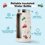 Hawsaiy 12oz Insulated Kids Water Bottle with Double Drinking Lids, Stainless Steel Water Bottle for School & Outdoor