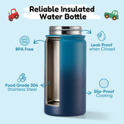 Hawsaiy 12oz Insulated Kids Water Bottle with Double Drinking Lids, Stainless Steel Water Bottle for School & Outdoor