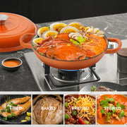 Hawsaiy 3 Quart Enameled Shallow Cast Iron Dutch Oven with Lid, Dual Handles Dutch Pots for Cooking, Stewing, Heavy-Duty & Nonstick, Oven Safe up to 500° F, Works on All Stovetops