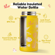 Hawsaiy 12oz Insulated Kids Water Bottle with Double Drinking Lids, Stainless Steel Water Bottle for School & Outdoor