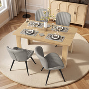 Hawsaiy Extendable Dining Table Set for 4, Shell Back Upholstered Dining Chairs, Farmhouse Kitchen Dining Room Set, Hidden Leaf Dining Table Seats 6-8