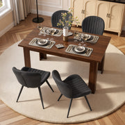 Hawsaiy Extendable Dining Table Set for 4, Shell Back Upholstered Dining Chairs, Farmhouse Kitchen Dining Room Set, Hidden Leaf Dining Table Seats 6-8