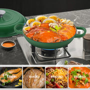 Hawsaiy 3 Quart Enameled Shallow Cast Iron Dutch Oven with Lid, Dual Handles Dutch Pots for Cooking, Stewing, Heavy-Duty & Nonstick, Oven Safe up to 500° F, Works on All Stovetops