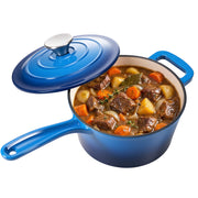 Hawsaiy 2 QT Cast Iron Sauce Pan with Lid, Enameled Cast Iron Saucepan with Solid Stainless Steel Knob, Even Heating & Self-Basting, Oven Safe up to 500℉, Compatible with All Stovetops