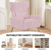 Nalupatio Velvet Fabric Upholstered Reading Comfy Mid Century Modern Armchair with Metal Legs and Spring Support, Accent Chair for Living Room,Beige