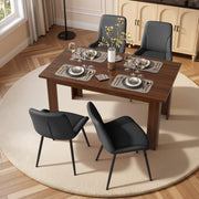 Hawsaiy Extendable Dining Table Set for 4, PU Leather Dining Chairs, Farmhouse Kitchen Dining Room Set, Hidden Leaf Dining Table Seats 6-8