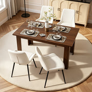 Hawsaiy Extendable Dining Table Set for 4, PU Leather Dining Chairs, Farmhouse Kitchen Dining Room Set, Hidden Leaf Dining Table Seats 6-8