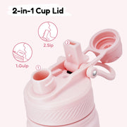 Hawsaiy 12oz Insulated Kids Water Bottle with Double Drinking Lids, Stainless Steel Water Bottle for School & Outdoor