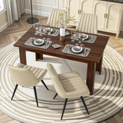 Hawsaiy Extendable Dining Table Set for 6, Upholstered Dining Chairs, Farmhouse Kitchen Dining Room Set, Hidden Leaf Dining Table Seats 6-8