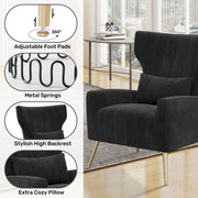 Hawsaiy Mid Century Modern Velvet Accent Chair Set of 1/2, High Back Armchair with Metal Legs, Upholstered Comfy Chair for Living Room and Bedroom