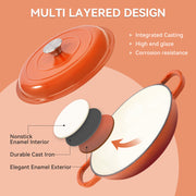 Kerilyn 3 Quart Enameled Shallow Cast Iron Dutch Oven with Lid, Dual Handles Dutch Pots for Cooking, Stewing, Heavy-Duty & Nonstick, Oven Safe up to 500° F, Works on All Stovetops, Dark Blue