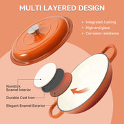 Hawsaiy 3 Quart Enameled Shallow Cast Iron Dutch Oven with Lid, Dual Handles Dutch Pots for Cooking, Stewing, Heavy-Duty & Nonstick, Oven Safe up to 500° F, Works on All Stovetops