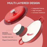 Hawsaiy 3 Quart Enameled Shallow Cast Iron Dutch Oven with Lid, Dual Handles Dutch Pots for Cooking, Stewing, Heavy-Duty & Nonstick, Oven Safe up to 500° F, Works on All Stovetops