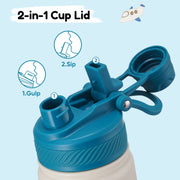 Hawsaiy 12oz Insulated Kids Water Bottle with Double Drinking Lids, Stainless Steel Water Bottle for School & Outdoor