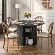 Hawsaiy Round Dining Table for 2 with Sliding Door Storage Base, Space-Saving Waterproof Scratch-Resistant Wood Top, Modern Farmhouse Kitchen Table