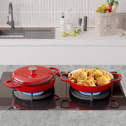 Hawsaiy 3 Quart Enameled Shallow Cast Iron Dutch Oven with Lid, Dual Handles Dutch Pots for Cooking, Stewing, Heavy-Duty & Nonstick, Oven Safe up to 500° F, Works on All Stovetops