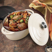Hawsaiy Enameled Oval Dutch Oven Pot with Lid and Dual Handles, Cast Iron Dutch Oven for Cooking, Bread Baking, Non-stick Enamel Coated Cookware