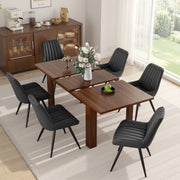 Hawsaiy Extendable Dining Table Set for 6, Upholstered Dining Chairs, Farmhouse Kitchen Dining Room Set, Hidden Leaf Dining Table Seats 6-8