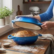 Hawsaiy 2 QT Oval Dutch Oven for Bread Baking, Enameled Cast Iron Bread Pot with Lid & Heat-Resistant Oven Mitts