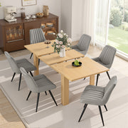 Hawsaiy Extendable Dining Table Set for 6, Upholstered Dining Chairs, Farmhouse Kitchen Dining Room Set, Hidden Leaf Dining Table Seats 6-8