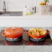 Hawsaiy 3 Quart Enameled Shallow Cast Iron Dutch Oven with Lid, Dual Handles Dutch Pots for Cooking, Stewing, Heavy-Duty & Nonstick, Oven Safe up to 500° F, Works on All Stovetops