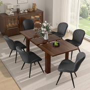 Hawsaiy Extendable Dining Table Set for 4, Shell Back Upholstered Dining Chairs, Farmhouse Kitchen Dining Room Set, Hidden Leaf Dining Table Seats 6-8